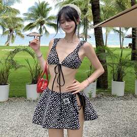 2025新款波点分泳衣女士性感比基尼三件套超暴露辣妹泳装高级感