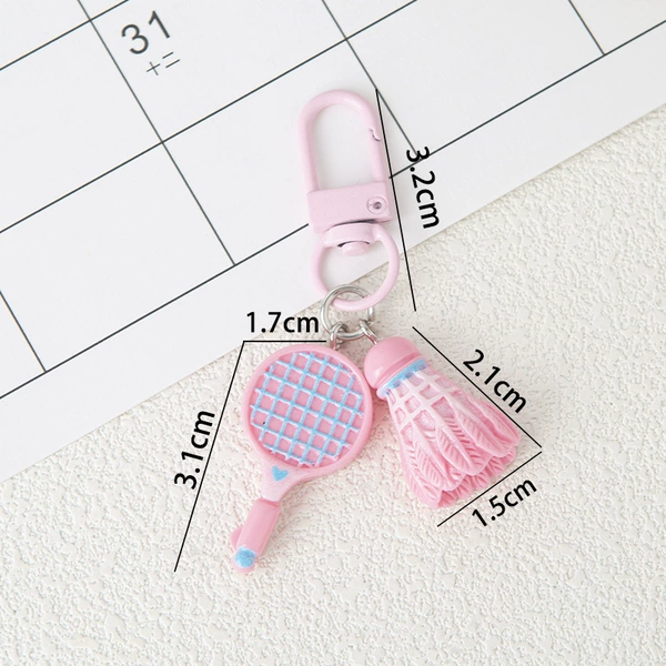 Cute fuchsia keychain for badminton