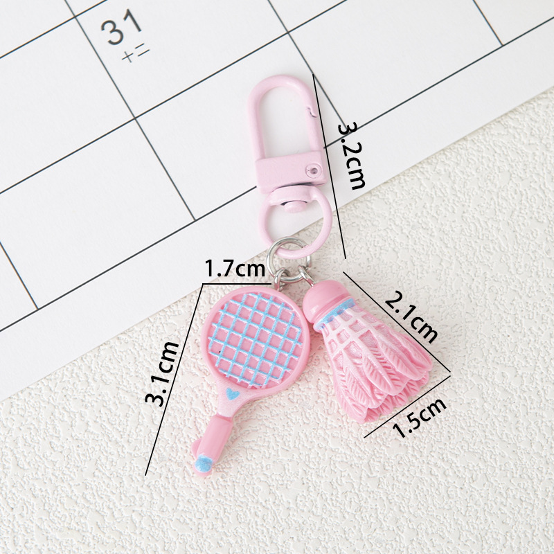 귀여운 시뮬레이션 배드민턴 열쇠고리/핑크