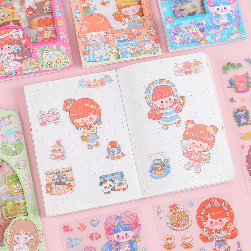 Sweet Girl Collection pegatinas de mascotas impermeables transparentes DIY pegatinas de diario de cuentas transfronterizas adorables pegatinas de tarjetas de niña hermosa
