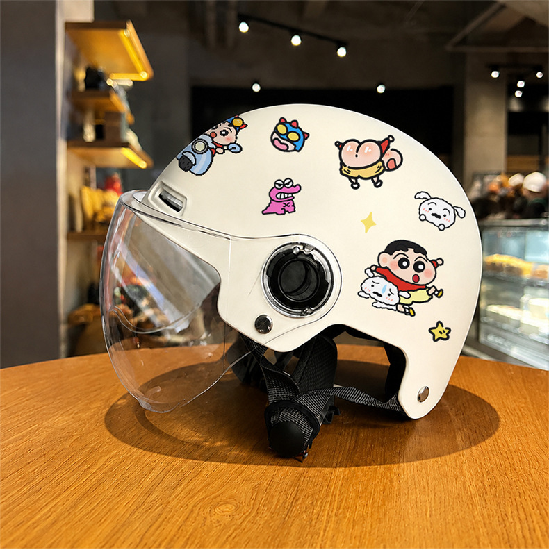New national standard cute cartoon motorcycle electric vehicle helmet, unisex, summer sun protection half helmet, all-season safety helmet