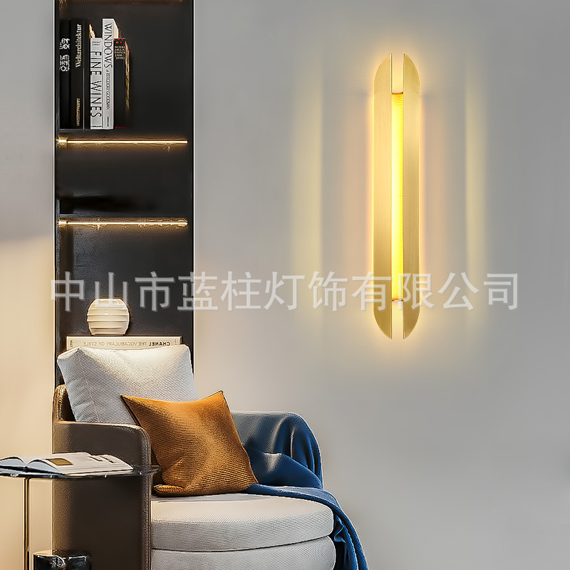 全铜复古别墅客厅书房酒店走道餐厅意大利软装设计床头灯蚀刻壁灯