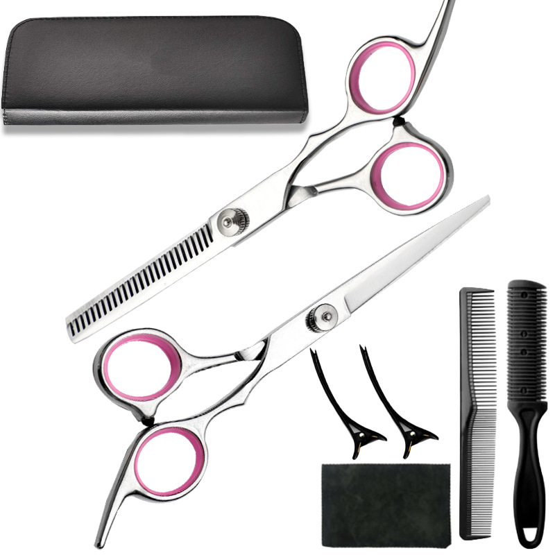 Juego de tijeras de peluquería de acero inoxidable para peluqueros, tijeras planas para adelgazar, tijeras de peluquería domésticas, tijeras de peluquería afiladas
