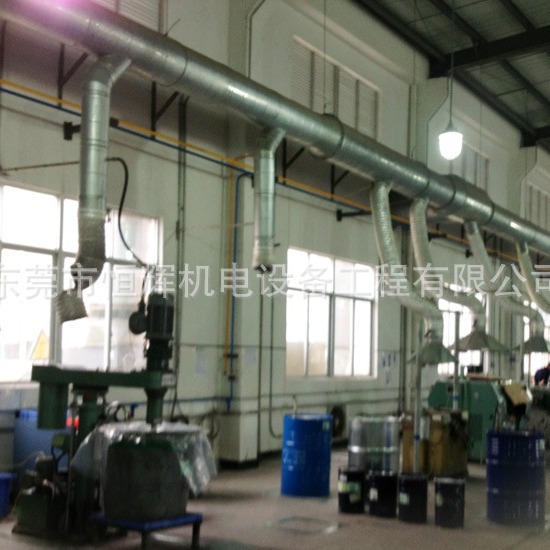 打磨除尘风管 磨床风管 废气粉尘风管安装恒辉机电环保