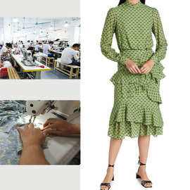 2021秋冬韩国设计师定制款植绒荷叶边气质修身长袖套头收腰连衣裙