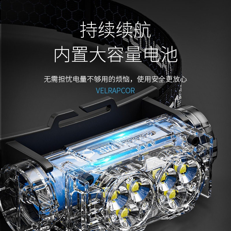 迷你双灯照射高亮头灯户外便携大泛光头戴灯夜钓定焦照明头戴灯|undefined