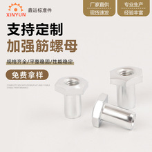 不锈钢加强筋螺母定制 管式T型空心螺帽ps机柜配件六角打孔螺母