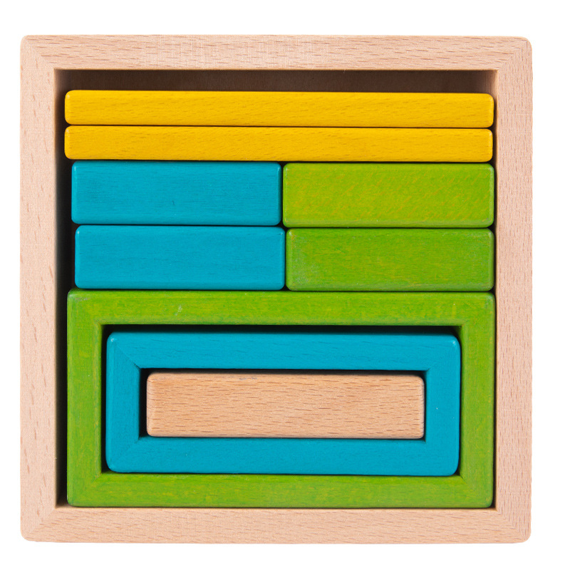 Intellectual rainbow geometric constructor, cognitive variable wooden toy, early education