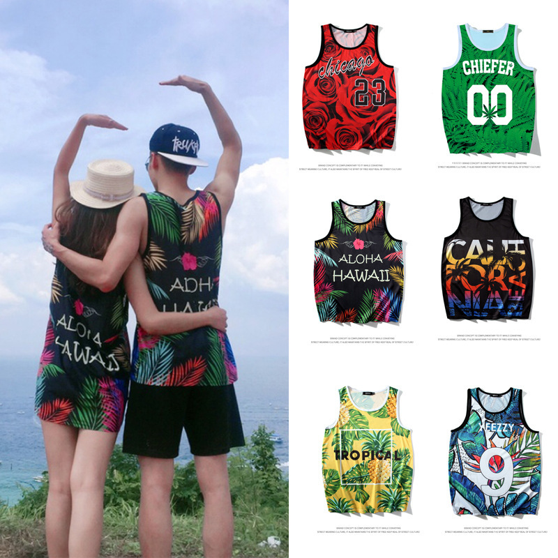 American Basketball Vest Quick-Drying Sleeveless T-Shirt Ice Silk Sports Loose Running Short-Sleeved Training Fitness Beach Jersey