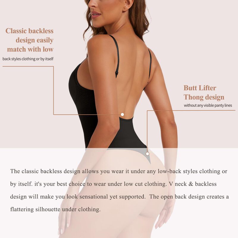 European and American Cross-border plus size T-shaped Seamless Tunic Women's Clothes Sling Belly-tinningle Jump Clothes Backless Body-shaping Clothes Hip-lifting