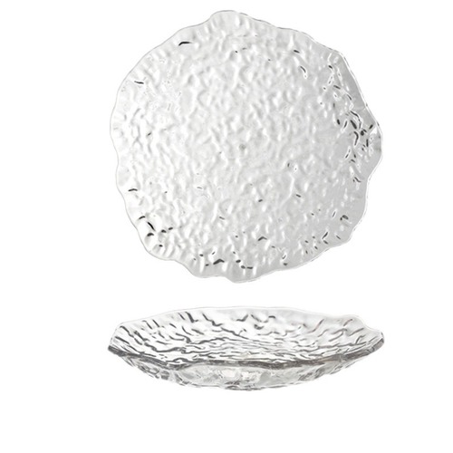 Ins Glacial Pattern High-End Serving Plate Fruit Plate Household Wholesale Light Luxury Bone Digging Plate Flat Plate Tableware Vegetable Plate