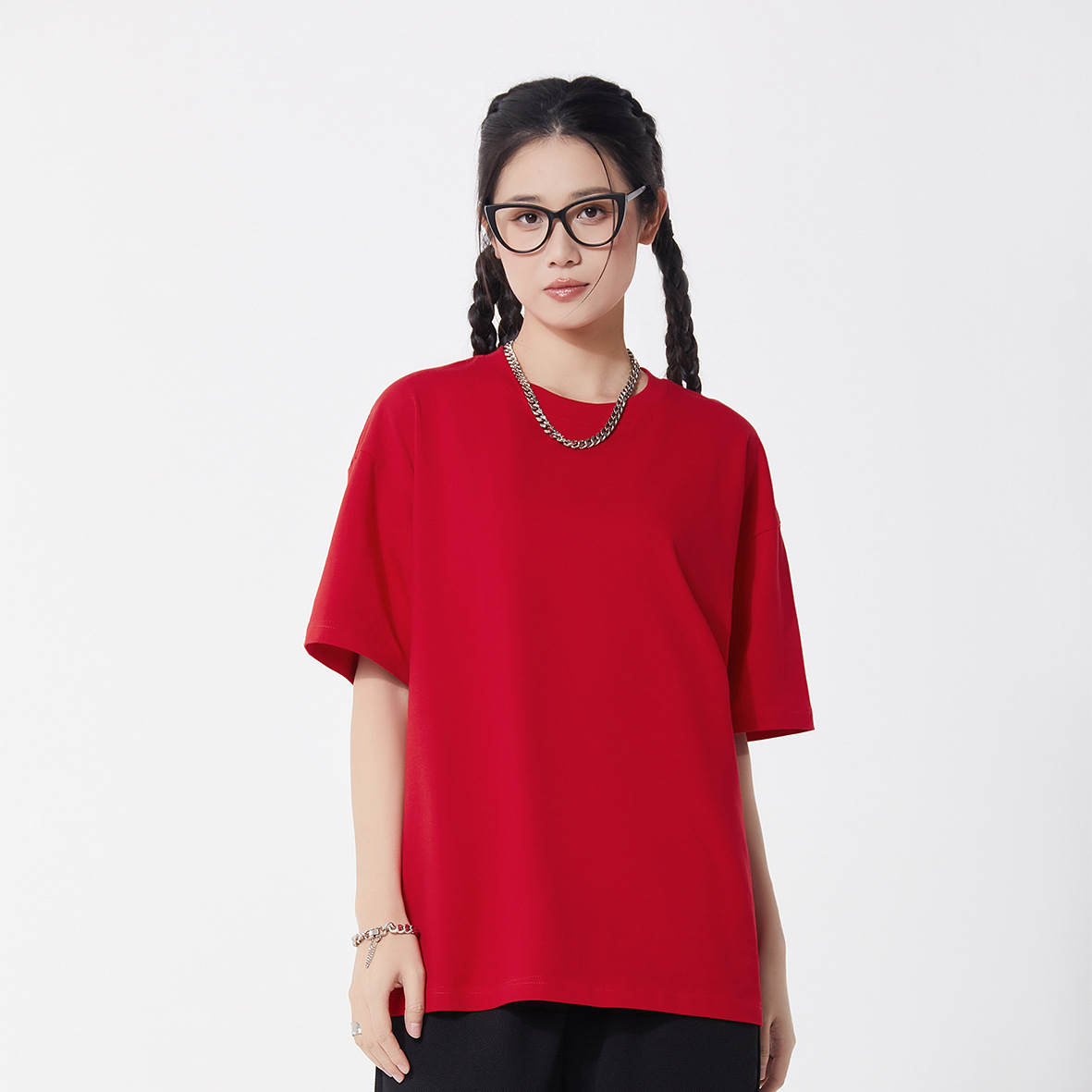 230g Cotton Stretch Round Neck Short Sleeve T-shirt with Spandex, High-Quality Material, Unisex, Customizable