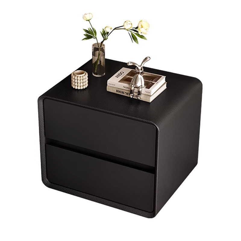 Mesa de cama negra de madera maciza dormitorio doméstico 2025 nuevo estilo de lujo ligero de alta calidad simple almacenamiento moderno gabinete de cama