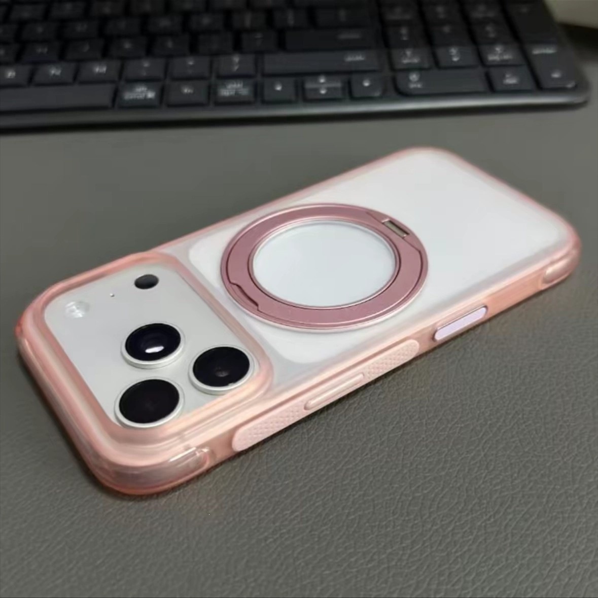 适用iPhone17ProMax手机壳肤感磨砂旋转支架磁吸苹果16防摔保护套