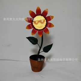 跨境新款向日葵盆栽灯 可灯光变化笑脸室内家居灯 干电池太阳花灯