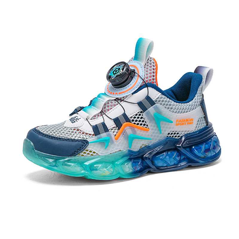 Zapatos casuales para niños, estudiantes de primaria, zapatos deportivos para niños, botones giratorios, zapatos casuales de moda para niñas, transpirables