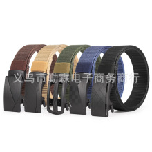 新款黑色自动扣腰带男休闲户外尼龙战术腰带青年时尚帆布编织皮带