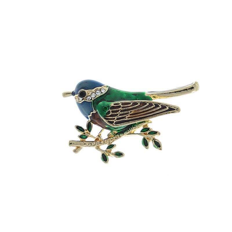 Esmalte de alta gama temperamento simple volando tragar Urraca broche europeo y americano diamante abrigo mujer suéter pin cap accesorios
