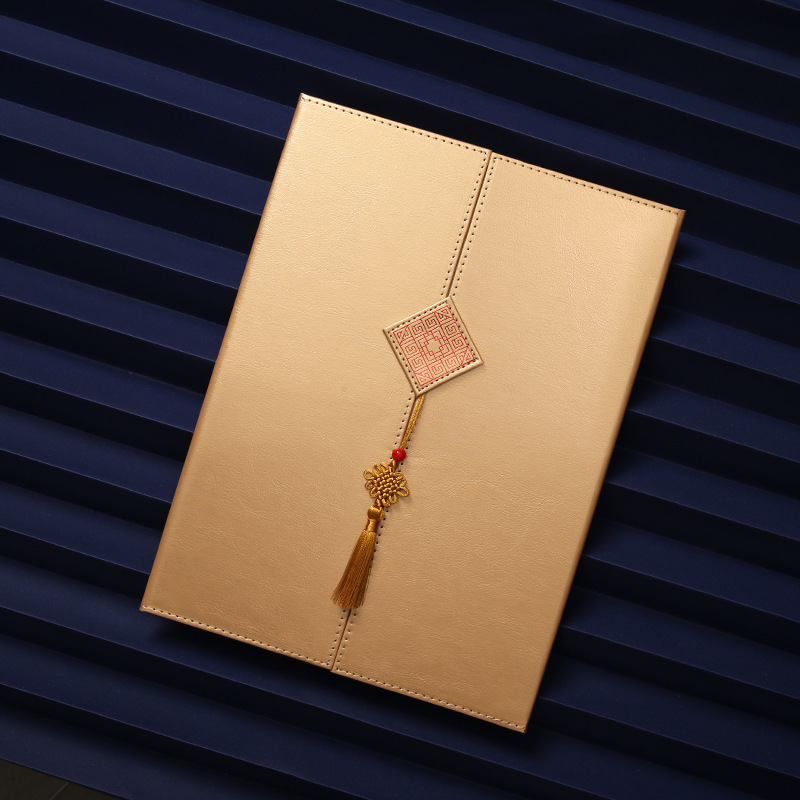 Certificado de honor A4 personalizado LOGO de cuero chino nudo certificado de premio página interior cubierta de núcleo de alta calidad certificado de premio cubierta vertical