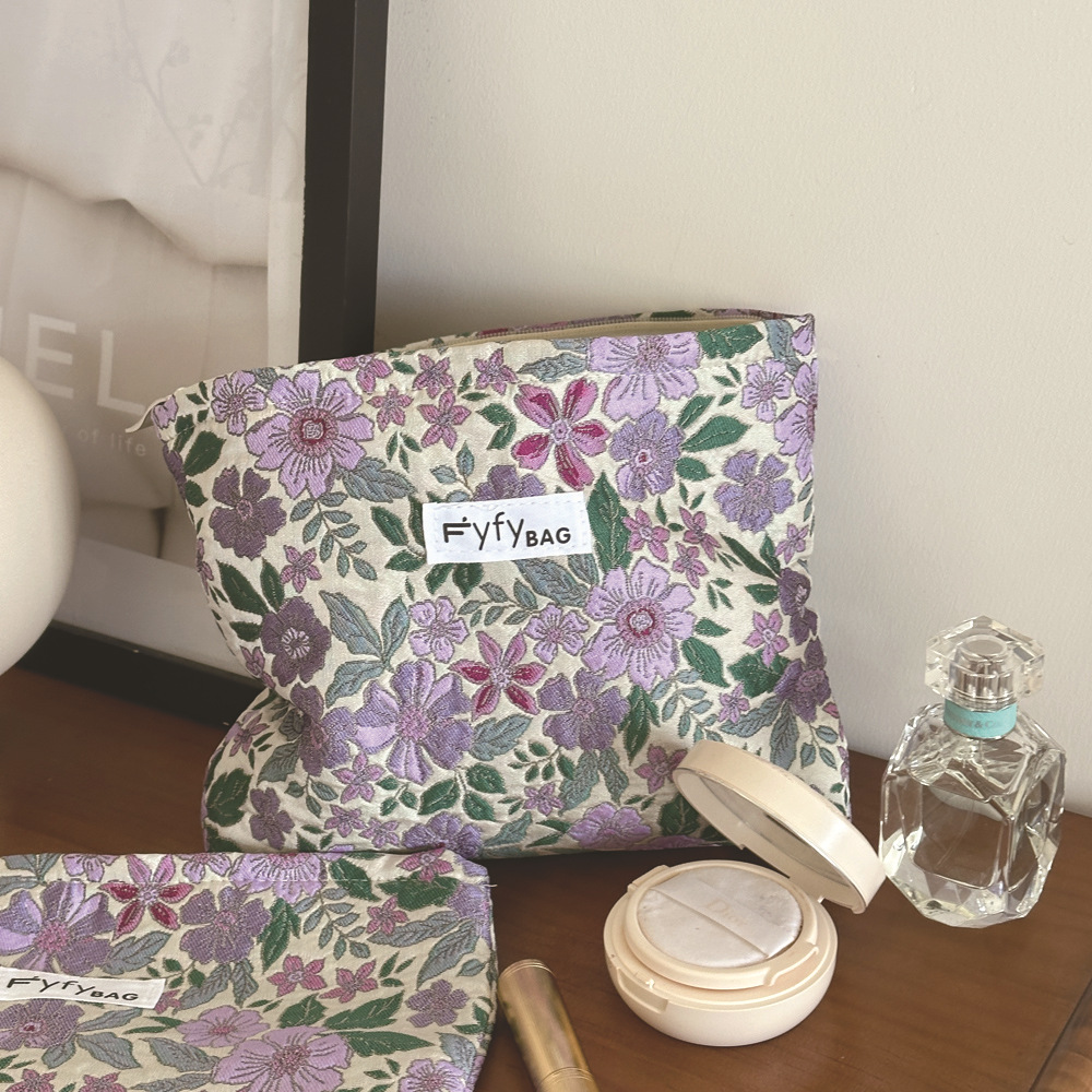 Bolsa de maquillaje nueva, estilo 2024, fresca y sencilla, bolsa interior portátil de gran capacidad, bolsa para guardar productos de cuidado de la piel, bolsa de aseo, estilo chino.