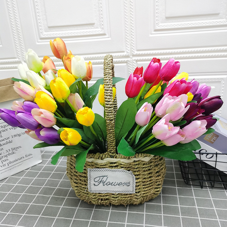 En stock al por mayor flor artificial 7 tulipán boda al aire libre paisaje ingeniería decoración flor falsa Comercio exterior ramo artificial