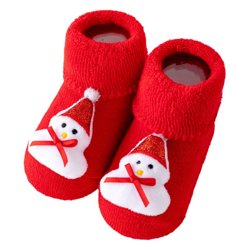 Bebé espesado polar invierno cálido Terry calcetines recién nacido bebé Navidad rojo antideslizante piso mediados de la pantorrilla regalo calcetines