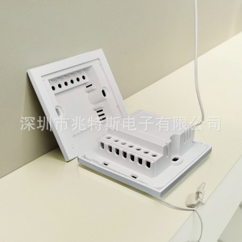 86型触摸开关外壳套件，PC阻燃外壳7孔接线孔，钢化玻璃面板內镶