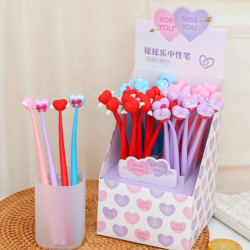 Bolígrafo de gel de goma suave de amor, papelería de Yiwu, regalo para estudiantes, bolígrafo creativo de San Valentín, bolígrafo de gel agitado