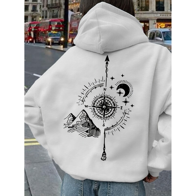 【European size】The hoodie with a nautical compass design is perfect for exploring the unknown 【European size】The hoodie with a nautical compass design is perfect for exploring the unknown