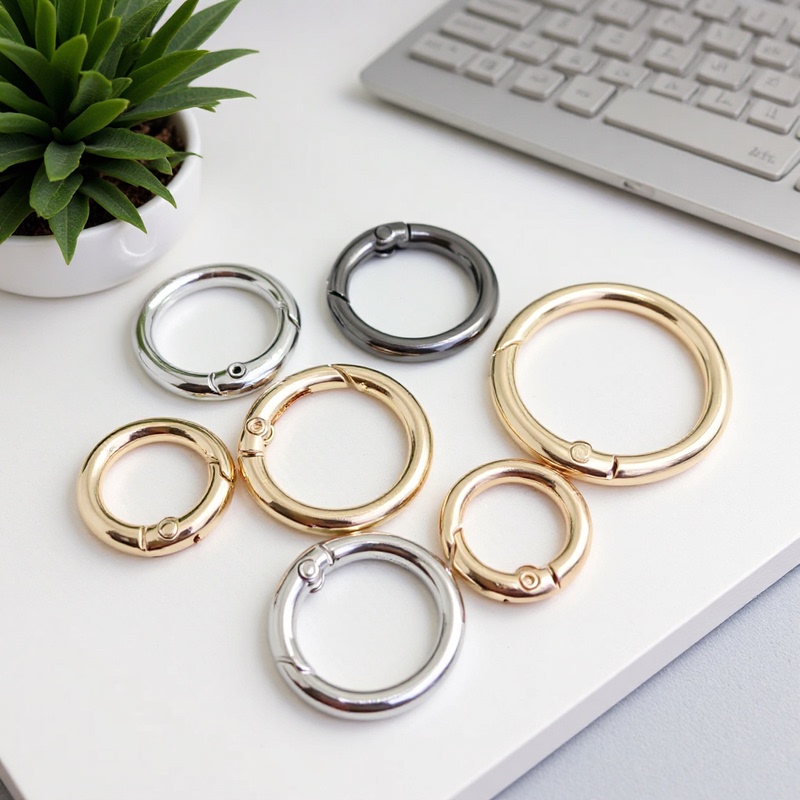 Zinc Alloy Spring Buckle Wholesale Metal Round Buckle Open Ring Key Webbing Round Hanging Buckle Metal Spring Ring