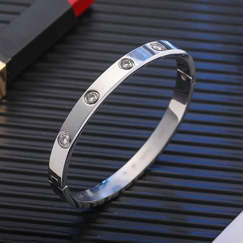 Kacha Fashion Couple Lightweight Luxury Stainless Steel Bracelet Ten Diamond Titanium Steel Bracelet Trendy Starry Full Diamond Titanium Steel Jewelry