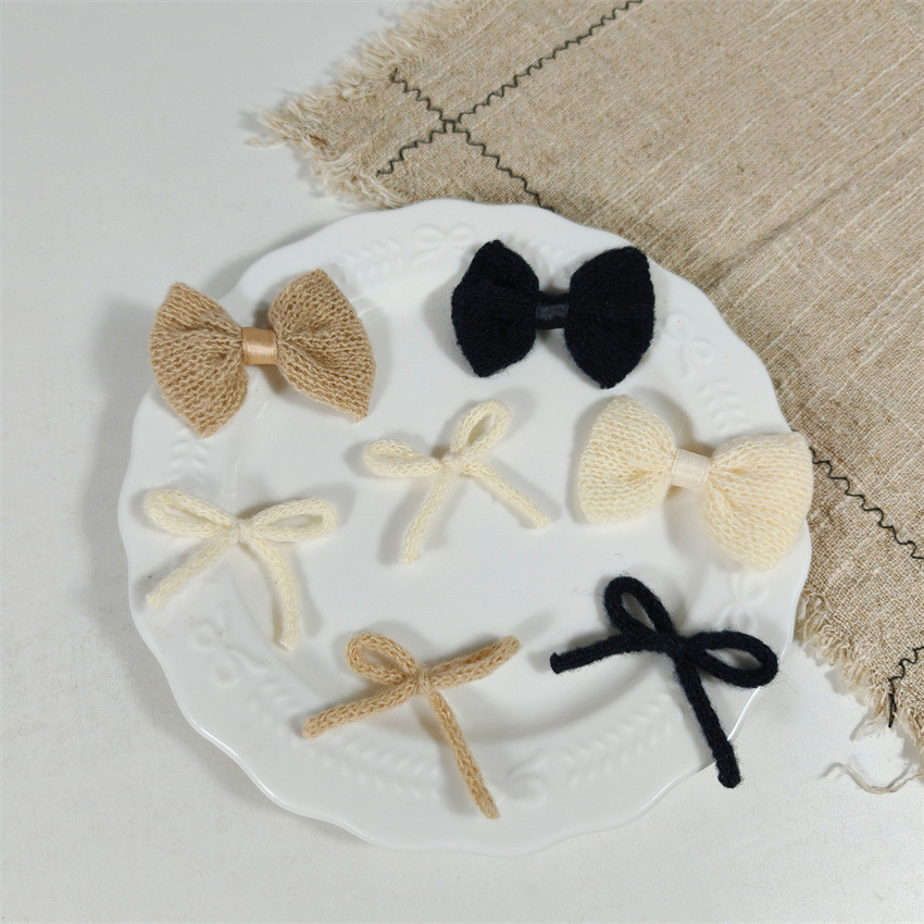 软糯毛绒毛线蝴蝶结手打蝴蝶结发圈饰品温柔少女心半扎发饰品辅料