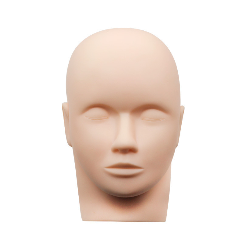 Cabeza de maniquí para pestañas postizas, modelo de práctica de maquillaje y tatuaje de belleza, cabeza de maniquí de silicona con ojos cerrados, venta al por mayor.