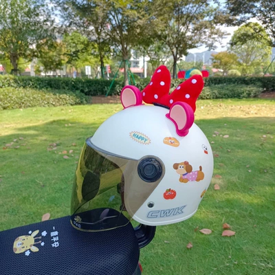 New National Standard 3C Certified Electric Motorcycle Safety Helmet for 1-8 Years Old, Four-Sided Windproof, Warm and Not Broken (Motosiklet kaskı (dəbilqə)) - rice-white-tea-length-happy-dog-rose-pink-bear-ears-red-polka-dots-winter-helmet-for-1-8-years-old