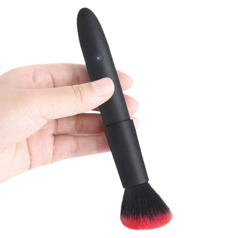 Rechargeable vibrating personal massager (makeup brush design), compact insertable, strong shock, USB
