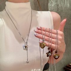 新中式虎眼石花朵吊坠项链女轻奢小众高级感长款颈链配饰毛衣链