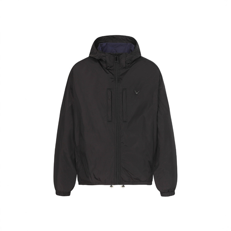 Correct Version in Stock Original P Brand 24S Double-Sided Color-Blocking Nylon Triangle Logo Detachable Hood Jacket Coat