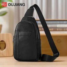 DUJIANG新款男士真皮斜挎包荔枝纹商务休闲时尚男士胸前包单肩包