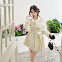 大披肩围巾斗篷双面羊毛大衣女秋冬季新款韩系千金氛围感毛呢外套