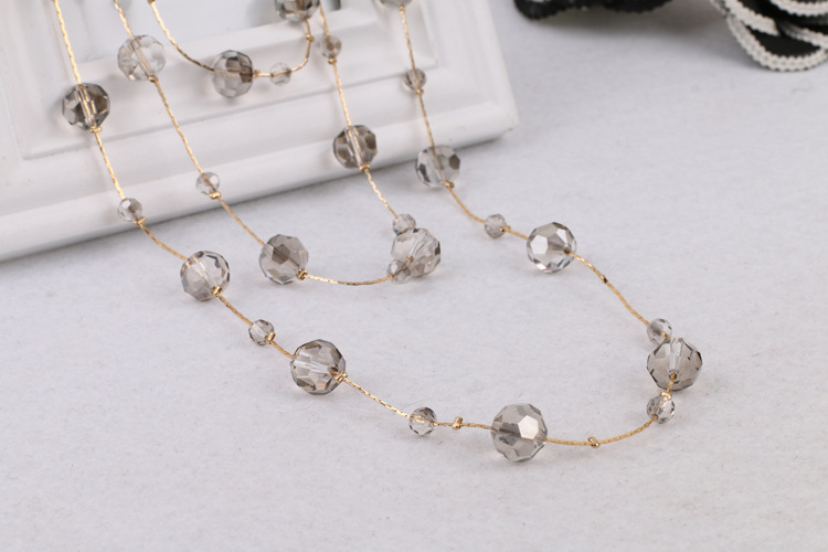 40g Weight Sweater Chain, Long Necklace Classification Alloy Chain Material 1 Piece Quantity Holiday, Daily Occasion Artificial Crystal, Alloy Material Round Pattern Women's Gender Beaded Design Simple Style Style Simple Style Round Artificial Crystal Alloy Beaded Women's Sweater Chain Long Necklace 5