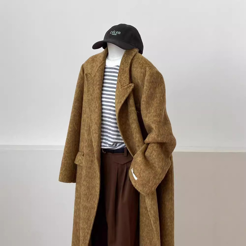 Autumn and Winter New Style High-End Double-Sided Wool Coat with Straight Shoulders, Simple and Elegant Mid-Length Korean Style Woolen Coat for Women