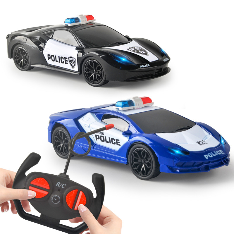 Coche deportivo de control remoto eléctrico para niños, coche de carreras todoterreno con luces, coche de policía, regalo para niños de 3 años, modelo recargable