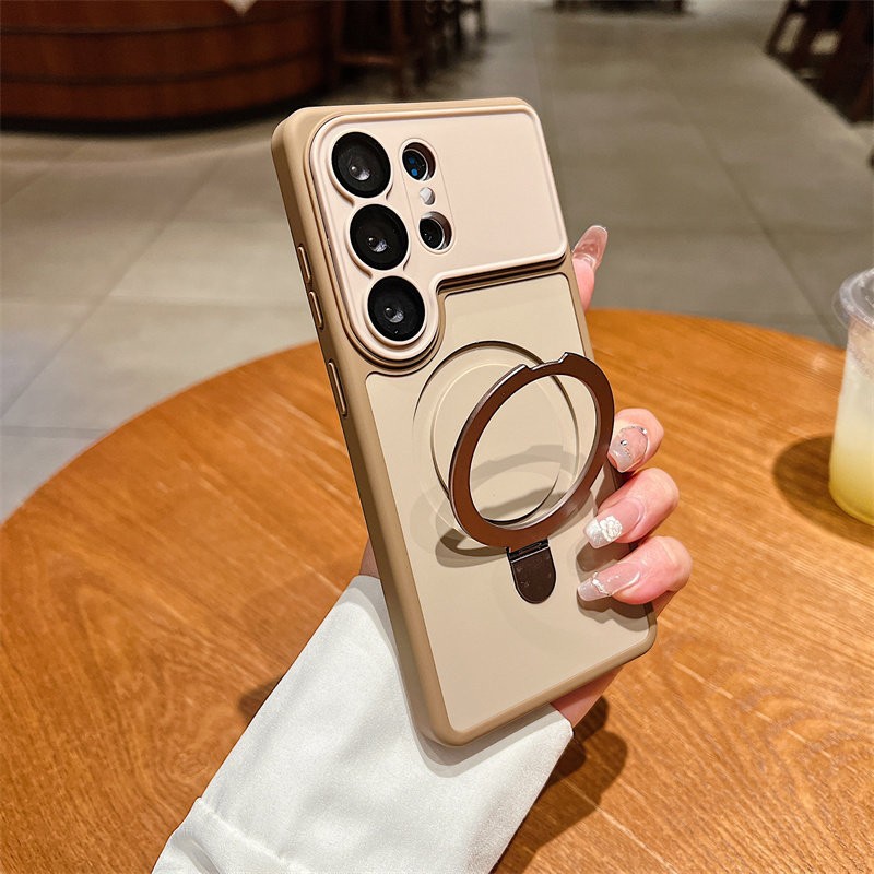 Aplicable a Samsung S26ULTRA caso de teléfono móvil escudo de color de contraste sensación de piel soporte de absorción magnética S26 esmerilado sensación avanzada anti-caída