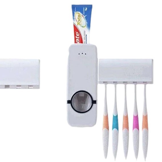 Toque me automática pasta de dientes exprimidor cepillo de dientes titular traje pasta de dientes exprimidor cepillo de dientes traje de lavado
