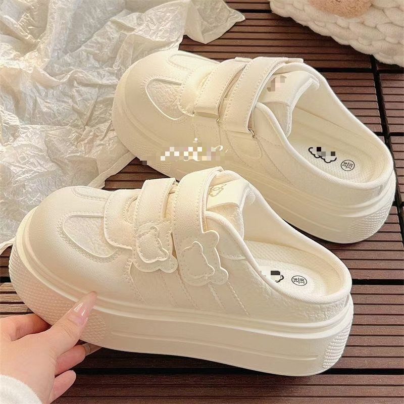 Zapatos blancos de verano para mujeres con zapatos de falda de zapatos de estilo perezoso con zapatos casuales con suela gruesa