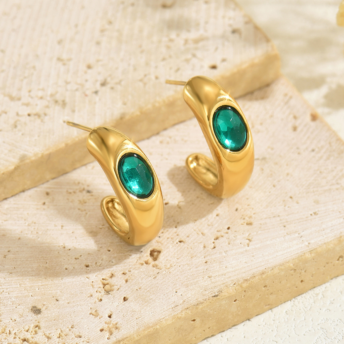 Dobbelte zirkonia øreringe i rustfrit stål til kvinder_voghion.com