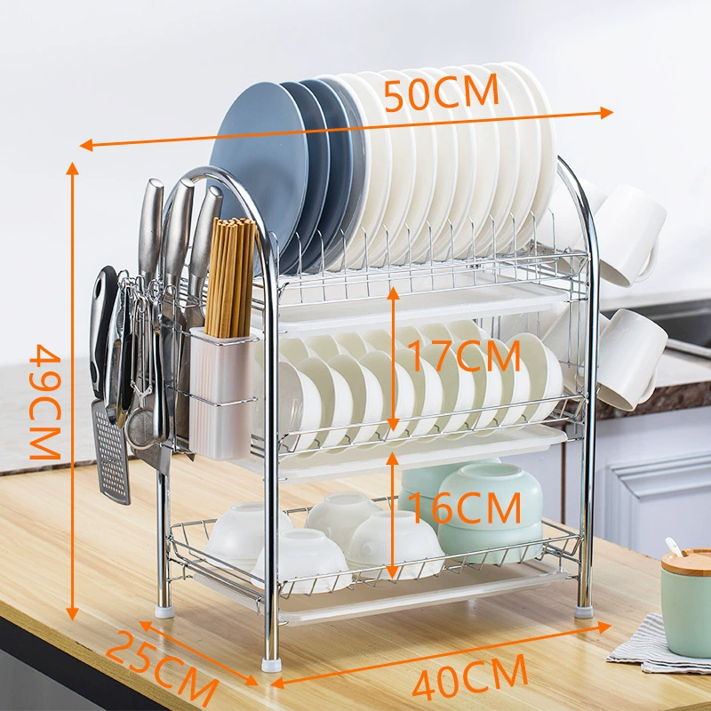 Kitchen storage rack floor-mounted multi-layer storage drainage dish rack double-layer bowl tableware storage bowl rack reality