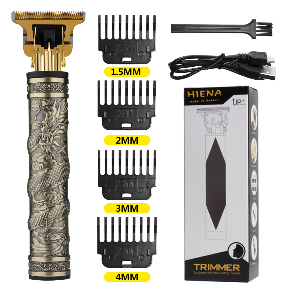 Transfronterizo dedicado hiena recargable pan dragón aceite cabeza cortadora de cabello Buda cabeza eléctrica cortadora de cabello talla cortadora de cabello