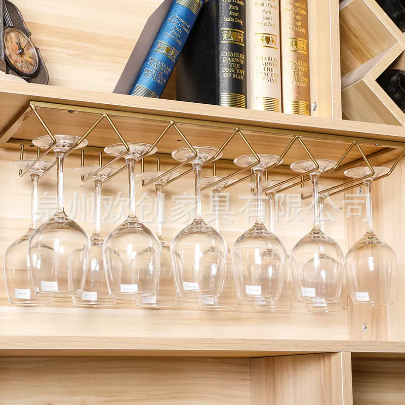 美式创意高脚红酒杯架 倒挂铁艺家用酒吧悬挂酒杯架葡萄酒杯架