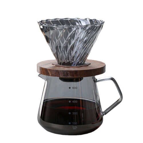 American hand brewed glass coffee pot smoke gray sharing pot coffee pot set V60 filter cup filter